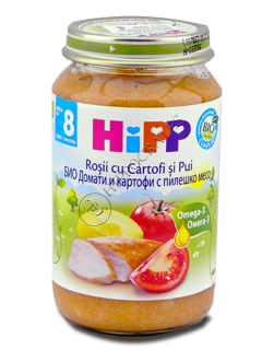 HiPP Meniu cu carne, Rosii cu cartofi cu carne de Pui (8 luni) 220 g /6510/