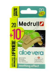 Emplastru MEDRULL Aloe Vera (1.9x7.2 cm-10 buc, 2.5x7.2 cm-6 buc,diam. 2.2 cm) № 20 + № 10