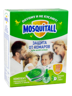 Репеллент MOSQUITALL электро-фумигатор + жидкость 30 мл д/всей семьи