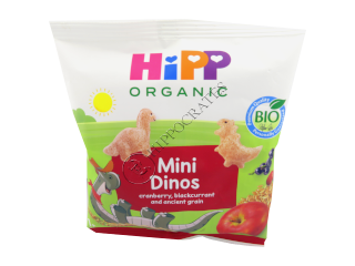 HIPP BIO Mini Dinozauri cu cereale, Merişoare şi Coacăze negre /82013/