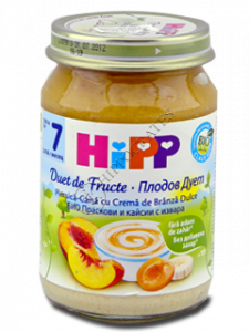 HIPP Duet de fructe Piersica-caisa cu crema de brinza dulce (7 luni) 160 g /5470/