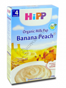 HIPP Terci organic cu lapte - Orez, banane si piersica (4 luni) 250 g /2973/