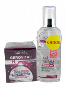 Gerovital H3 Evolution Pachet Promo crema antirid cu ac.hial.  + apa micelara cu ac.hial l