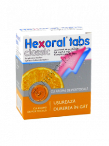 Hexoral Tabs Classic cu aroma de portocala