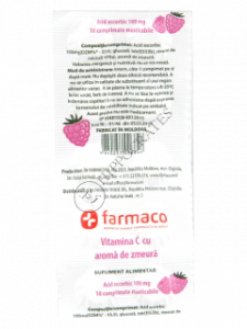 Acid ascorbic cu glucosi (vitamina C) zmeura