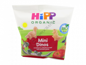 HIPP BIO Mini Dinozauri cu cereale, Merişoare şi Coacăze negre /82013/